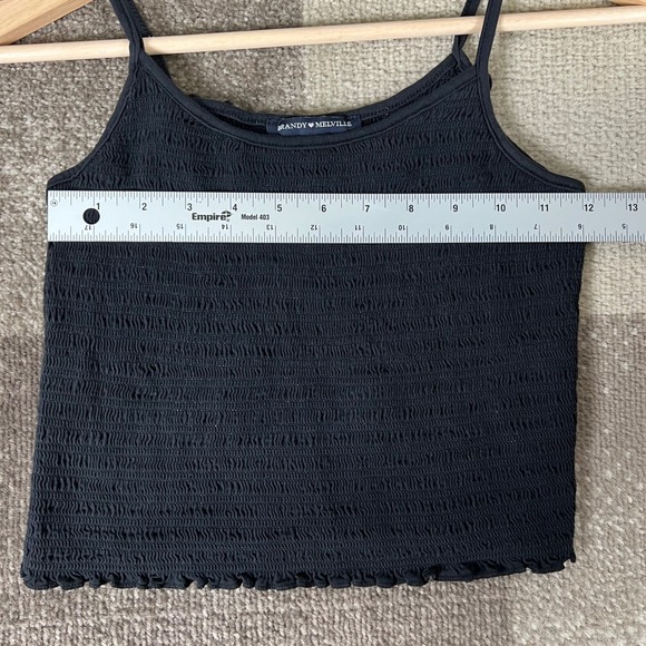 Brandy Melville Black Smocked Spaghetti Strap Crop Tank Top Women One Size Small - Picture 7 of 7